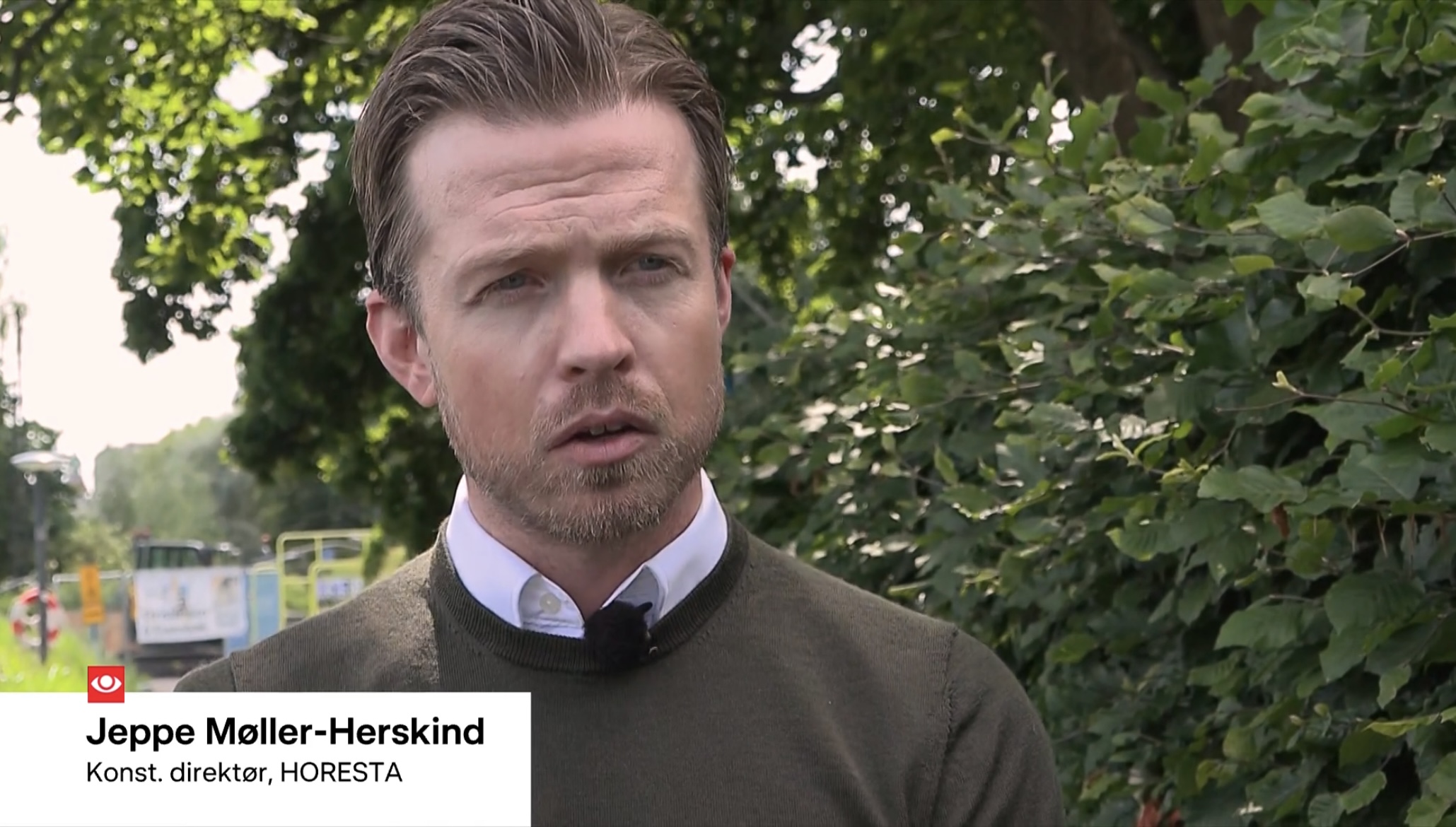 Jeppe Møller-Herskind, konstitueret adm. direktør i HORESTA blev interviewet til TV Avisen mandag om Michelin-kåringerne i Odsherred. Foto: DR - TV Avisen